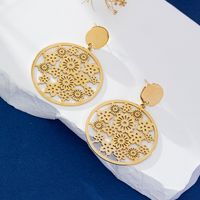 1 Pair Elegant Lady Modern Style Leaf Flower Plating 316 Stainless Steel  18K Gold Plated Drop Earrings sku image 6