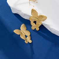 1 Pair Elegant Lady Modern Style Leaf Flower Plating 316 Stainless Steel  18K Gold Plated Drop Earrings sku image 1
