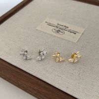 1 Pair Basic Simple Style Commute Butterfly Plating Inlay Sterling Silver Zircon Ear Studs main image 1