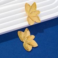 1 Pair Elegant Lady Modern Style Leaf Flower Plating 316 Stainless Steel  18K Gold Plated Drop Earrings main image 8