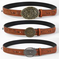 Casual Vintage Style Flower Pu Leather Unisex Leather Belts main image 1