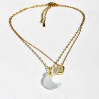 Elegant Simple Style Moon 304 Stainless Steel Alloy Opal Zircon Gold Plated Women's Pendant Necklace main image 5