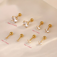 4 Pairs Elegant Sweet Geometric Inlay 304 Stainless Steel Zircon 14K Gold Plated Ear Studs main image 2