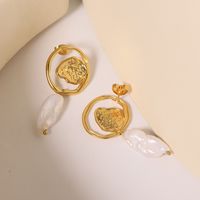 1 Pair Simple Style Classic Style Solid Color Inlay Titanium Steel Pearl Ear Studs main image 2
