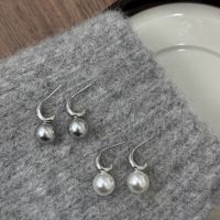1 Pair Simple Style Geometric Plating Inlay Sterling Silver Pearl Drop Earrings main image 1