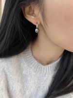 1 Pair Simple Style Geometric Plating Inlay Sterling Silver Pearl Drop Earrings sku image 2
