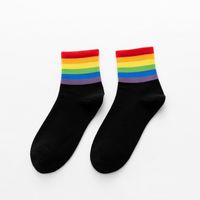 Women's Casual Rainbow Cotton Crew Socks sku image 7