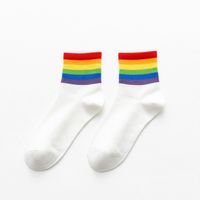 Women's Casual Rainbow Cotton Crew Socks sku image 8
