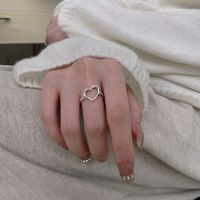 Sterling Silver Casual Plating Geometric Heart Shape Rings sku image 1