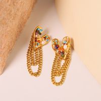 1 Pair Simple Style Classic Style Color Block Inlay Freshwater Pearl Titanium Steel Pearl Drop Earrings main image 5