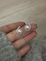 1 Paire Style Simple Rond Placage Incruster Argent Sterling Perle Boucles D'Oreilles main image 4