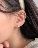 1 Pair Simple Style Bow Knot Inlay Sterling Silver Pearl Ear Studs main image 5