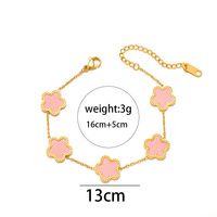 Titanium Steel Steel 18K Gold Plated Elegant Classic Style Inlay Flower Acrylic Earrings Necklace Jewelry Set sku image 24