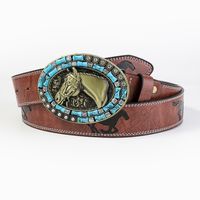 Casual Vintage Style Classic Style Color Block Pu Leather Plating Inlay Turquoise Unisex Leather Belts main image 9