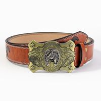 Lässig Vintage-Stil Klassischer Stil Farbblock Pu-Leder Überzug Inlay Türkis Unisex Leder Gürtel main image 11