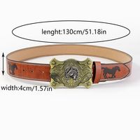 Casual Vintage Style Classic Style Color Block Pu Leather Plating Inlay Turquoise Unisex Leather Belts sku image 1