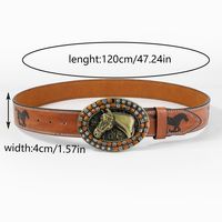 Casual Vintage Style Classic Style Color Block Pu Leather Plating Inlay Turquoise Unisex Leather Belts sku image 2