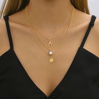 Wholesale Jewelry Simple Style Classic Style Solid Color Zinc Alloy Zircon Inlay Layered Necklaces sku image 1