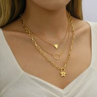 Wholesale Jewelry Simple Style Classic Style Solid Color Zinc Alloy Gold Plated Plating Layered Necklaces sku image 1