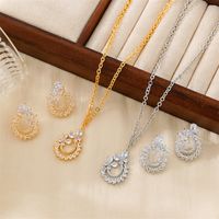 Copper 18K Gold Plated Simple Style Classic Style Inlay Solid Color Zircon Jewelry Set sku image 3