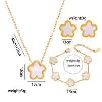 Titanium Steel Steel 18K Gold Plated Elegant Classic Style Inlay Flower Acrylic Earrings Necklace Jewelry Set sku image 25