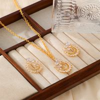Copper 18K Gold Plated Simple Style Classic Style Inlay Solid Color Zircon Jewelry Set sku image 1
