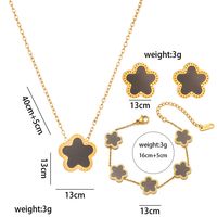 Titanium Steel Steel 18K Gold Plated Elegant Classic Style Inlay Flower Acrylic Earrings Necklace Jewelry Set sku image 26