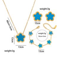 Titanium Steel Steel 18K Gold Plated Elegant Classic Style Inlay Flower Acrylic Earrings Necklace Jewelry Set sku image 29