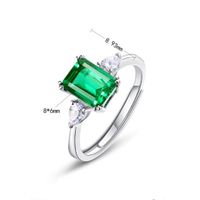 Sterling Silver White Gold Plated Silver Plated Simple Style Inlay Geometric Lab-grown Gemstone Zircon Open Rings main image 2