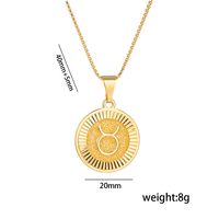 Titanium Steel 18K Gold Plated Preppy Style Shiny Plating Constellation Pendant Necklace main image 5