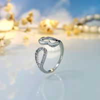 Kupfer Weiß Überzogen K Romantisch Einfacher Stil Inlay Herzform Zirkon Offener Ring main image 4