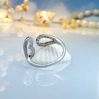 Kupfer Weiß Überzogen K Romantisch Einfacher Stil Inlay Herzform Zirkon Offener Ring main image 2
