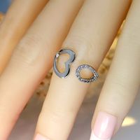 Copper White-Plated K Romantic Simple Style Inlay Heart Shape Zircon Open Rings main image 5