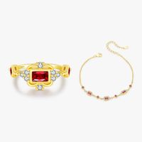 Elegant Simple Style Rectangle Sterling Silver Inlay Zircon 14K Gold Plated Women's Bracelets main image 1