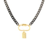 Kupfer 18 Karat Vergoldet Hip Hop Retro Patchwork Überzug Buchstabe Oval Halskette Mit Anhänger sku image 3