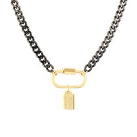 Kupfer 18 Karat Vergoldet Hip Hop Retro Patchwork Überzug Buchstabe Oval Halskette Mit Anhänger sku image 2