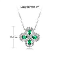 Sterling Silver White Gold Plated Silver Plated Elegant Retro Inlay Four Leaf Clover Lab-grown Gemstone Zircon Pendant Necklace main image 2