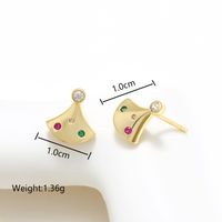 1 Pair XUPING Simple Style Commute Geometric Dolphin Skull Plating Inlay Copper Artificial Gemstones 18K Gold Plated Ear Studs main image 6