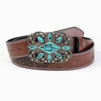 Casual Vintage Style Color Block Pu Leather Spray Paint Metal Button Men's Leather Belts main image 5