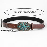 Casual Vintage Style Color Block Pu Leather Spray Paint Metal Button Men's Leather Belts sku image 2