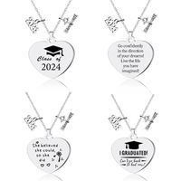 304 Stainless Steel Simple Style Chain Doctoral Cap Letter Number Alloy Pendant Necklace main image 1