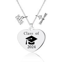 304 Stainless Steel Simple Style Chain Doctoral Cap Letter Number Alloy Pendant Necklace main image 2