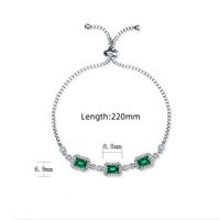 Sterling Silver White Gold Plated Silver Plated Elegant Retro Inlay Geometric Lab-grown Gemstone Zircon Bracelets main image 2