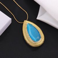 304 Stainless Steel 18K Gold Plated Hip-Hop Rock Plating Water Droplets Glass Stone Zircon Pendant Necklace main image 2
