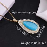 304 Stainless Steel 18K Gold Plated Hip-Hop Rock Plating Water Droplets Glass Stone Zircon Pendant Necklace main image 6