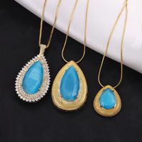 304 Stainless Steel 18K Gold Plated Hip-Hop Rock Plating Water Droplets Glass Stone Zircon Pendant Necklace main image 1