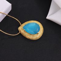 304 Stainless Steel 18K Gold Plated Hip-Hop Rock Plating Water Droplets Glass Stone Zircon Pendant Necklace main image 4