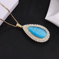 304 Stainless Steel 18K Gold Plated Hip-Hop Rock Plating Water Droplets Glass Stone Zircon Pendant Necklace main image 3