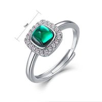 Sterling Silver White Gold Plated Silver Plated Elegant Retro Inlay Geometric Lab-grown Gemstone Zircon Open Rings main image 2