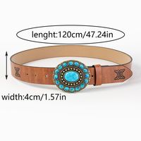 Casual Retro Simple Style Color Block Pu Leather Inlaid Turquoise Turquoise Unisex Leather Belts main image 10